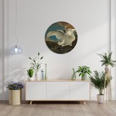 De bedreigde zwaan van Jan Asselijn als muurcirkel op aluminium dibond® voor thuis. ⌀ 100 cm