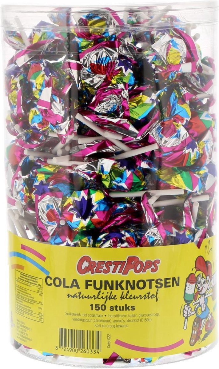 Crest - Lolly's Cola-smaak Funknotsen - Grote Emmer - Circa 150 Stuks - Heerlijke Zoete Traktatie - Lolly - Lollie