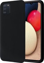 Hoesje geschikt voor Samsung Galaxy A02s - Matte Back Cover Microvezel Siliconen Case Hoes Zwart