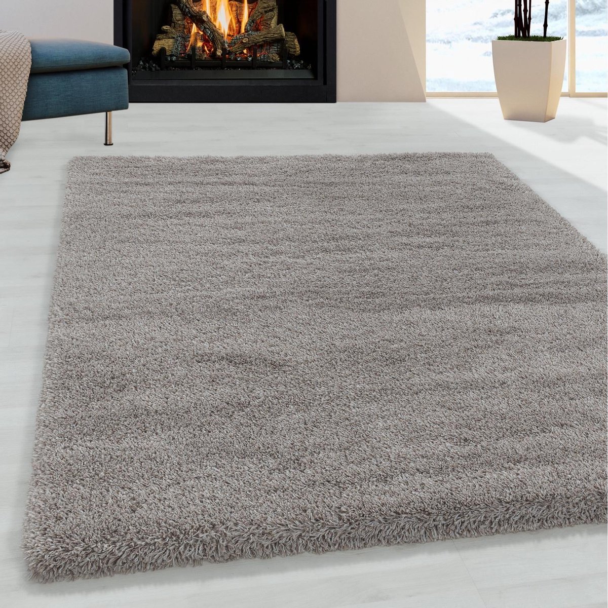 flycarpets Luna Vloerkleed - 160x230cm - Beige - Hoogpolig