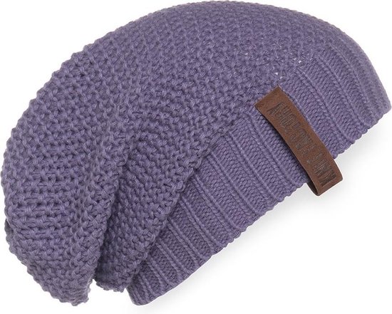 Knit Factory Coco Gebreide Muts Dames - Sloppy Beanie hat - Violet - Warme paarse Wintermuts - One Size