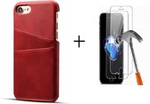 GSMNed –PU Leren Card Case iPhone 7/8 Plus Rood  – hoogwaardig leren Card Case Rood – Card Case iPhone 7/8 Plus Rood – Card Case voor iPhone Rood – Pasjeshouder – met screenprotect