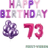 73 jaar Verjaardag Versiering Ballon Pakket Pastel & Roze