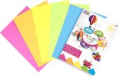 Set gekleurd A4 papier in 5 felle neon kleuren / fluor (2x roze, oranje, geel, groen)