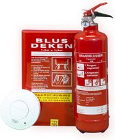Technosafety - Brandveiligheid Set - Klein - Poederblusser 1 KG - Brandveiligheid - Veilig Kamperen + GRATIS 2e rookmelder