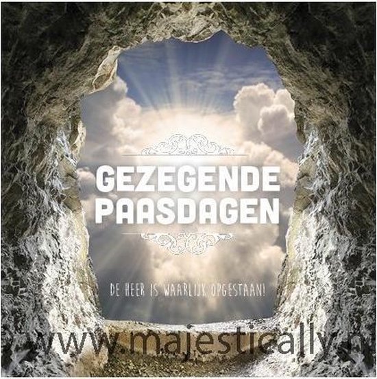 Kaart gezegende paasdagen leeg graf Bijbel Christelijk Majestic