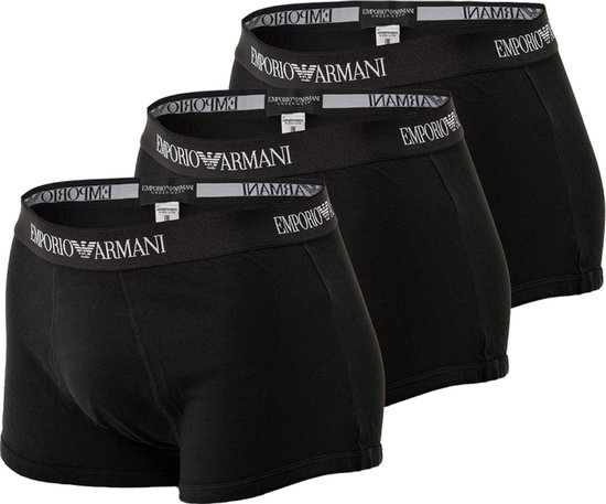 Emporio Armani - Heren Onderbroeken 3-Pack Boxers Trunk Zwart - Zwart -  Maat S | bol.com