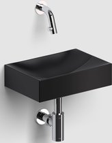 Clou Vale lave-mains 28x19x7cm sans trou pour robinet céramique noir mat