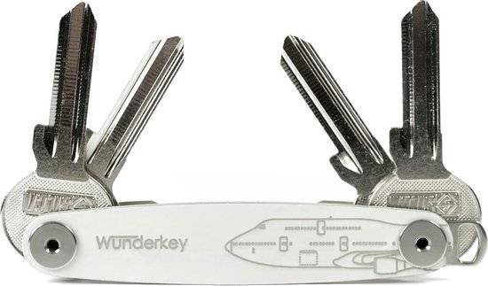Wunderkey Boeing 747 Charlie Sleutelhanger - Sleutelhouder 2.0 - 8 Sleutels - Aluminium - KLM Wit