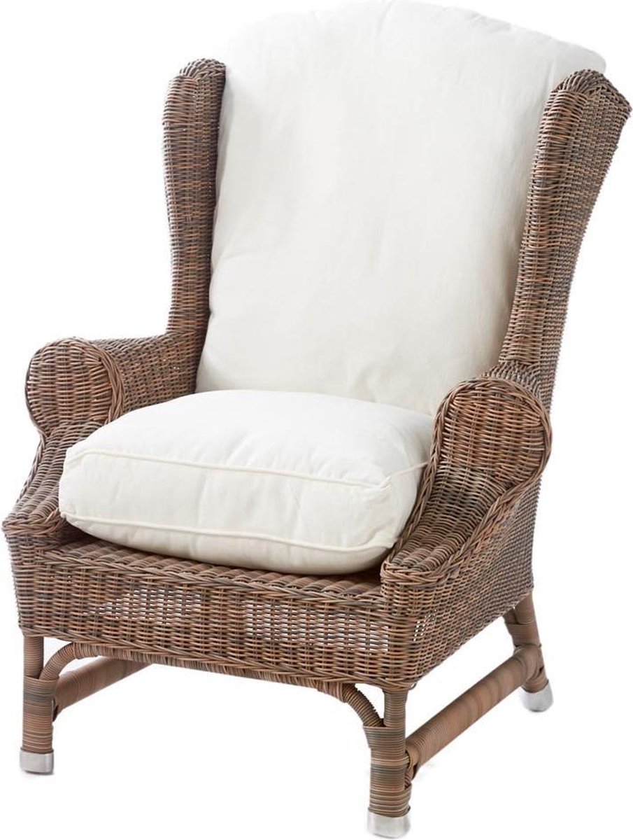 Riviera Maison Tuinstoel Met Kussen - Nicolas Outdoor Wing Chair - Bruin