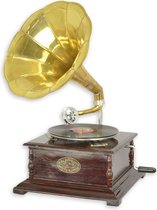 Grammofoon - Platenspeler - LP speler - Vierkant - Werkt echt - Ouderwetse slinger motor 78 Toeren