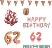62 jaar Verjaardag Versiering Pakket Rosé Goud