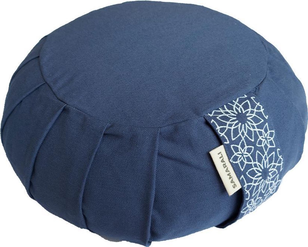 Samarali Zafu Meditatiekussen van Biologisch Katoen 34 x 34 x 14 cm – Boekweitkaf Vulling – Ergonomisch Zitkussen voor Juiste Houding – Voor Meditatie, Yoga & Ademhalingsoefeningen – Wasbare Hoes