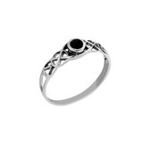 Ringen dames | Zilveren ring, opengewerkt met onyx