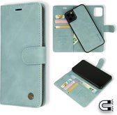 Casemania Hoesje Geschikt voor Apple iPhone 12 & 12 Pro Aqua Blue - 2 in 1 Magnetic Book Case