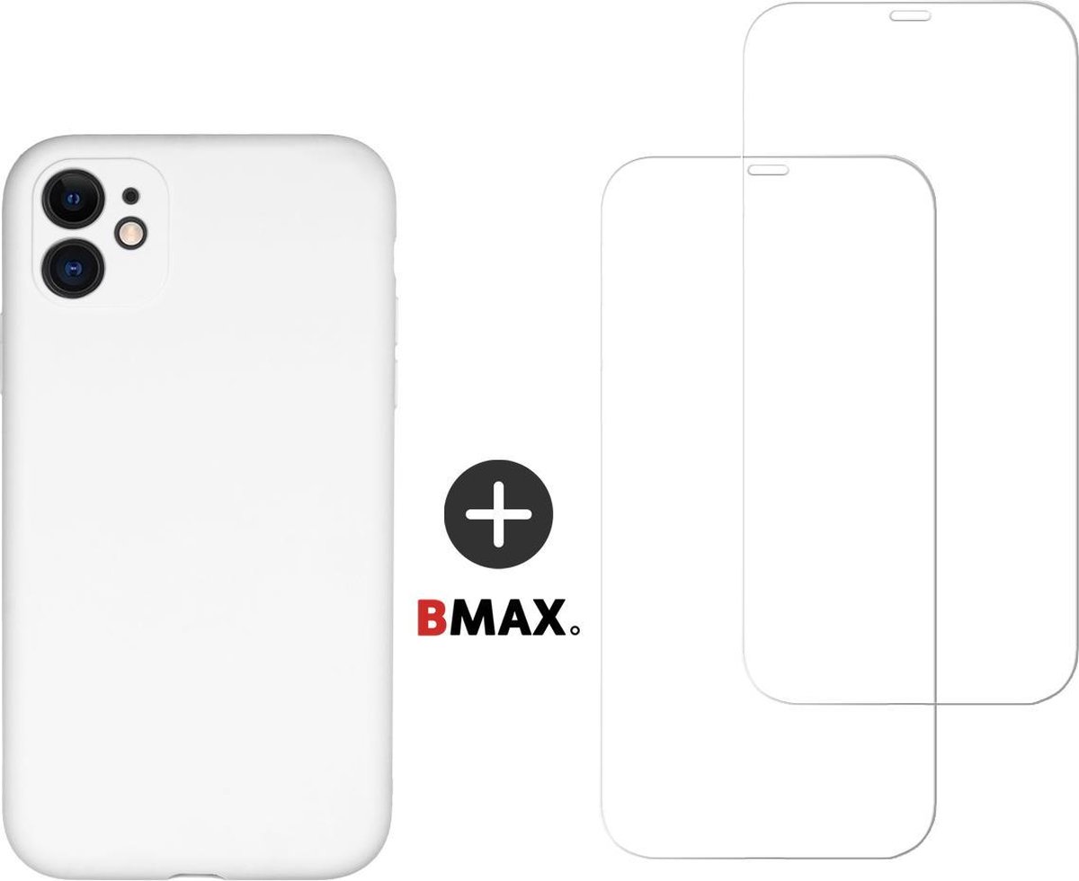 BMAX Telefoonhoesje voor iPhone 11 - Siliconen hardcase hoesje wit - Met 2 screenprotectors
