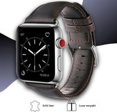 Geschikt voor Apple Watch bandje 42 / 44 / 45 mm - Series 1 2 3 4 5 6 7 SE - Smartwatch iWatch horloge band - 42mm 44mm 45mm - Fungus - Leer - Bruin - Vintage