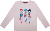 La V  geprinte meisjes T-shirt met lange mouwen - Cream 170