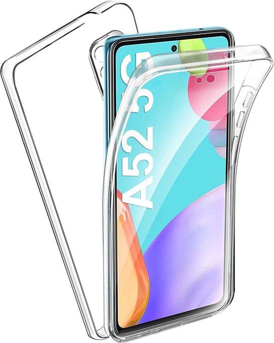 Samsung Galaxy A52 Hoesje - 360 Graden Case 2 in 1 Hoes Transparant + Ingebouwde Siliconen TPU Cover Screenprotector
