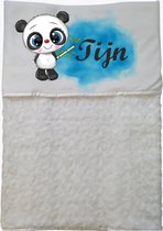 Baby dekentje panda EIGEN NAAM - gepersonaliseerd dekentje - kraam cadeau - zacht dekentje - panda - wit deken - jongen