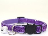 Kattenhalsbandje - Kattenhalsband met belletje - Glitter - Paars