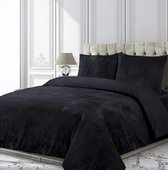 Dekbeddenwereld- velvet couture dekbedovertrek- 240x200/220+ 2 kussenslopen 60x70cm- Lits-jumeaux - velvet touche- zwart
