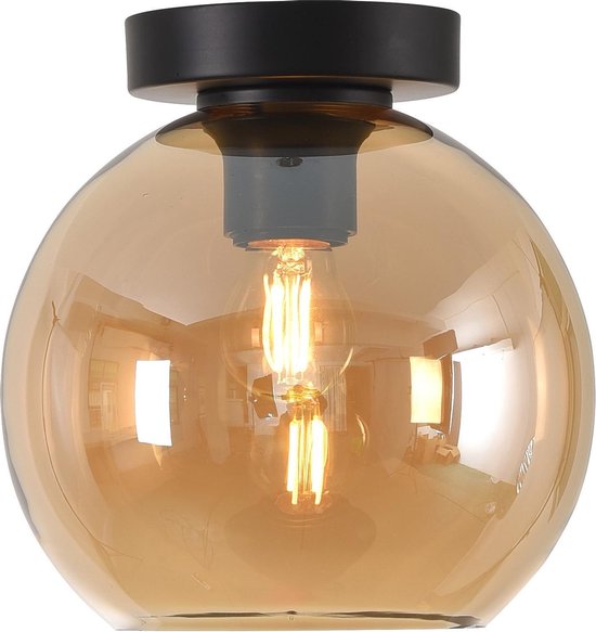 Tekstschrijver Gecomprimeerd Onderhandelen Plafondlamp Marino 20cm Amber - Ø20cm - E27 - IP20 - Dimbaar > plafoniere  amber glas |... | bol.com
