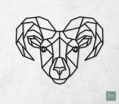 Laserfabrique Wanddecoratie - Geometrische Ram - Medium - Zwart - Geometrische dieren en vormen - Houten dieren - Muurdecoratie - Line art - Wall art