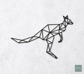 Laserfabrique Wanddecoratie - Geometrische Kangoeroe - Medium - Zwart - Geometrische dieren en vormen - Houten dieren - Muurdecoratie - Line art - Wall art