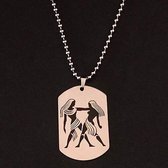 Tweeling / Gemini Ketting - Sterrenbeeld Ketting Heren - Staal - Ketting Dames - Astrologie Ketting Mannen - Valentijnsdag voor Mannen - Valentijn Cadeautje voor Hem - Valentijn Ca