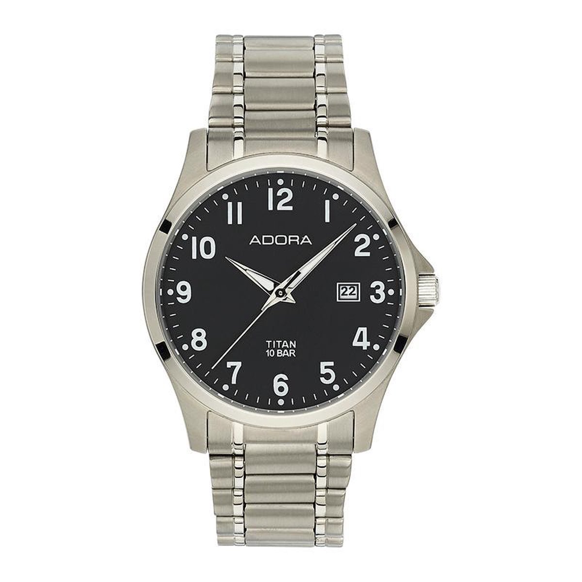 Adora horloge met datum volledig titanium zilverkleurig -zwart AB6349