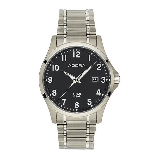 Adora horloge met datum volledig titanium zilverkleurig /zwart  AB6349
