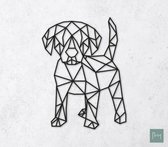 Laserfabrique Wanddecoratie - Geometrische Hond Puppy - Medium - Zwart - Geometrische dieren en vormen - Houten dieren - Muurdecoratie - Line art - Wall art