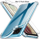 Samsung A12 Hoesje Anti Shock - Galaxy A12 Backcover hoesje + 2x Glazen Screenprotector