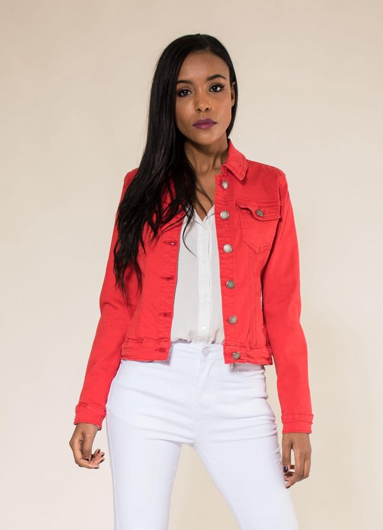 Jeans jasje, spijkerjasje kort model, J-212 kleur rood, maat XXL ( maten S  t/m XXL),... | bol.com