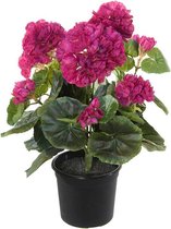 Kunst Geranium Burgundy 35cm 5 bloemen in pot (ook buiten te gebruiken)