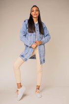 Jeans jas, spijkerjasje oversized langer model, S-502 kleur jeans, maat S ( maten S t/m XL).