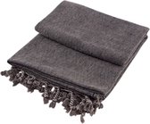 zomer hamamdoek Feyza 90x190 cm - zwart | strandlaken | sarong | hamam | saunadoek | tweezijdig te gebruiken