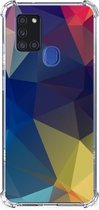 Telefoon Hoesje Geschikt voor Samsung Galaxy A21s Hoesje maken met transparante rand Polygon Dark