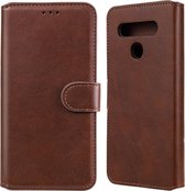 Voor LG K51S / Q51S klassieke kalfsstructuur PU + TPU horizontale flip lederen hoes, met houder & kaartsleuven en portemonnee (bruin)