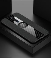 Voor OPPO Reno 2 XINLI stiksels Textue schokbestendige TPU beschermhoes met ringhouder (zwart)