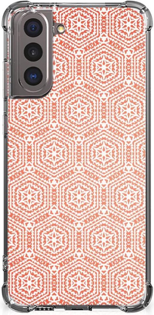 Samsung Galaxy S21 Doorzichtige Silicone Hoesje Pattern Orange