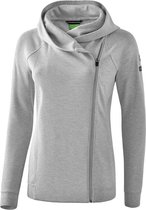 Erima Essential Sweatjack met Capuchon Dames Licht Grijs Melange-Zwart Maat 40