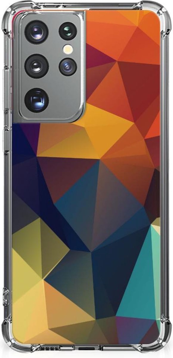 TPU Case Anti-Shock voor Samsung Galaxy S21 Ultra Shockproof Case Polygon Color