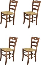 Tommychairs Savoie - Eetkamerstoelen - Set van 4 - Licht Walnoot - Rotan