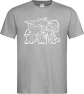 Grijs T-shirt ' Pokemon / Figuren ' Wit maat XXXL