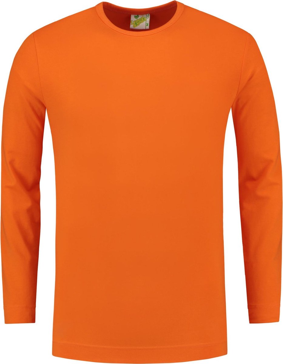 Lemon & Soda heren T-shirt met lange mouwen in de kleur oranje in de maat 2XL