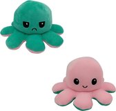 Omkeerbare Knuffel octopus 'Roze en Aqua Groen' (92168)