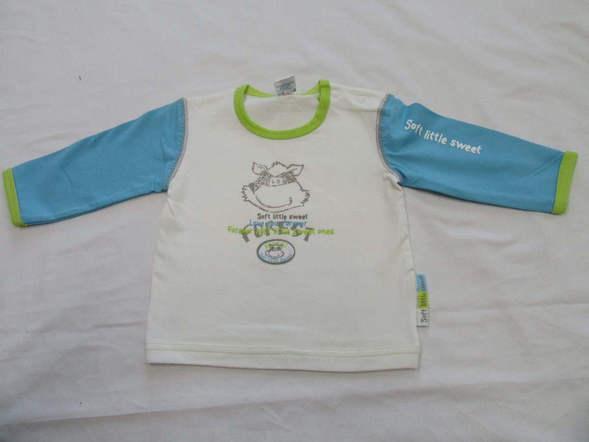 dirkje , jongens, t-shirt lange mouw , gebroken wit , love you forever , 62 - 3 maand
