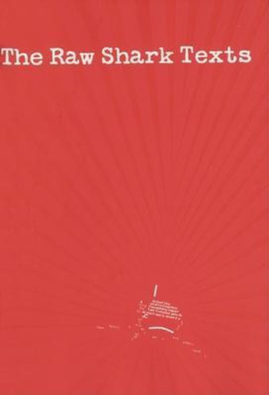 Couverture de livre avec le titre 'The Raw Shark Texts' en lettres blanches sur fond rouge.